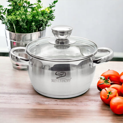 Kookpan 2,5 Liter RVS met Deksel – 18 cm Inductie Pan – Maatverdeling – Alle Warmtebronnen