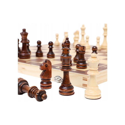 Houten 3 in 1 Schaakspel - Inklapbaar Dammen - Backgammon Set - Bordspel - Houten Spelletjes