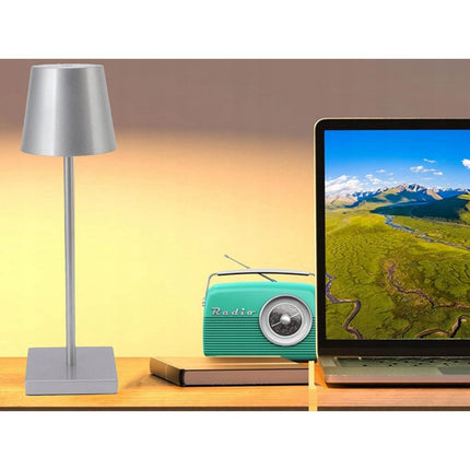 Tafellamp Oplaadbaar - Draadloos en Dimbaar - Moderne Touch Lamp - Nachtlamp Slaapkamer - 3 Tinten Licht - 38 cm - Zilver