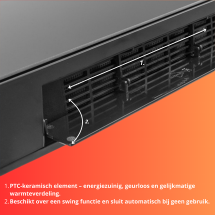 Kaminer Zelvion Elektrische Wandverwarming met LED-display & WiFi – Slimme Luchtgordijnverwarming 2000W met App & Afstandsbediening – Energiezuinig & Stil