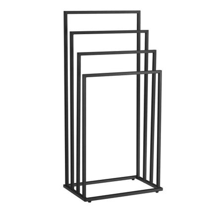 Vrijstaande Handdoekhouder 4 Niveaus – Stalen Handdoekrek Mat Zwart – Modern Design voor Badkamer of Wasruimte