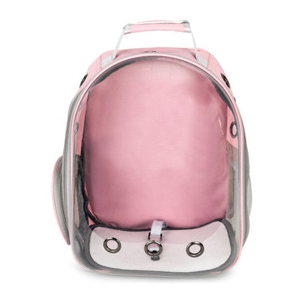 Petsi rugzak drager transporter voor hond of kat tot 5 kg - Transparante capsule rugzak met kussen - Roze