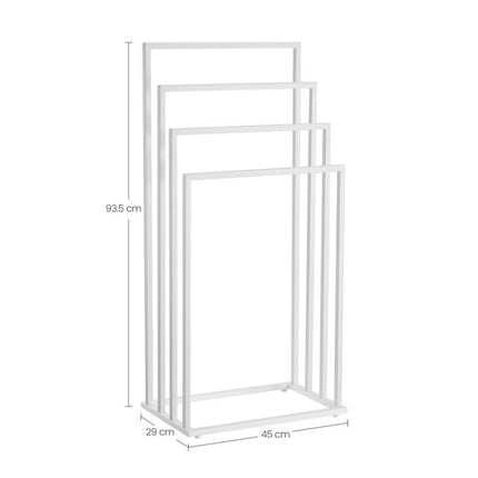 Vrijstaande Handdoekhouder 4 Niveaus – Stalen Handdoekrek Mat Wit – Modern Design voor Badkamer of Wasruimte