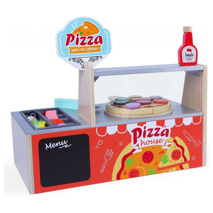 Ecotoys 34-delige houten pizzaria speelgoed set inclusief accessoires