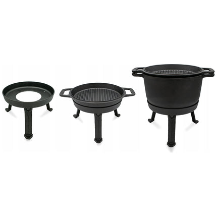 Meyerhoff 2-in-1 Outdoor Dutch Oven 8L – Gietijzeren Ketel met Grilldeksel – Kampvuurpan Met Afneembare Poten – Voor Buiten Koken, BBQ & Jacht