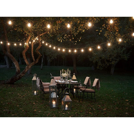 Lichtslinger buiten 10 meter met 10 LED lampen E27 – warm wit – IP44 – koppelbaar – voor tuin, terras en balkon