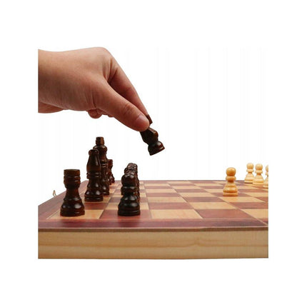 Houten 3 in 1 Schaakspel - Inklapbaar Dammen - Backgammon Set - Bordspel - Houten Spelletjes
