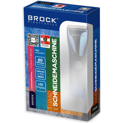 Brock Tondeuse & Trimmer voor Hoofd & Baard – Professionele Haartrimmer Mannen – Draadloos – Waterdicht IPX6 – LED Display – 60 Min Gebruik – Blauw