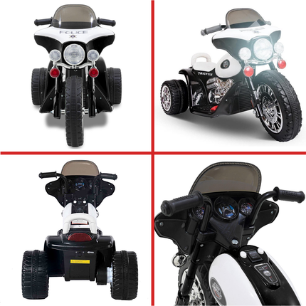 Elektrische politie chopper - trike - motor voor kinderen tot 25kg max 1-3 km/h zwart