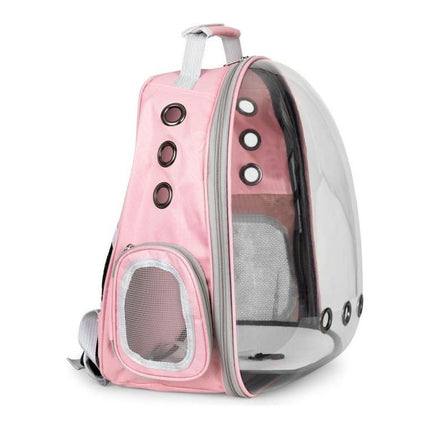 Petsi rugzak drager transporter voor hond of kat tot 5 kg - Transparante capsule rugzak met kussen - Roze