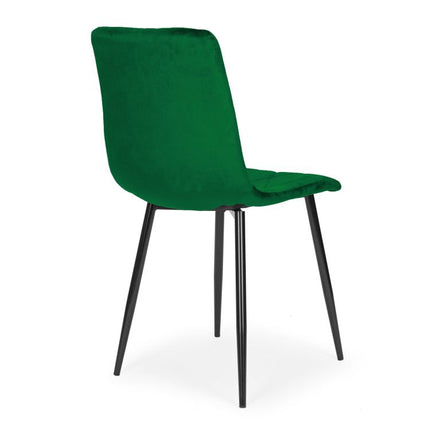 Modern Home Set van 4 Gewatteerde Fluwelen Stoelen Groen - Eetkamerstoelen - Woonkamerstoelen Met Metalen Poten