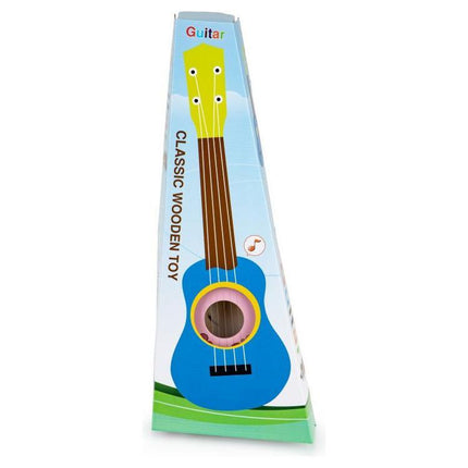 Ecotoys houten kindergitaar met 6 snaren en 12 frets 17,5 x 5 x 52,5 cm roze