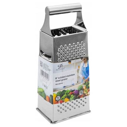 Meyerhoff Keukenrasp 4-Zijdig RVS – Handrasp voor Kaas, Groente en Fruit – 24 cm Hoog – Ergonomisch Keukengerei