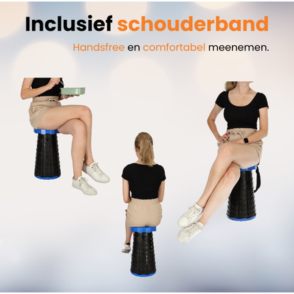 Trendmix Opvouwbare Kruk Verstelbaar & Lichtgewicht – Rode Telescopische Kruk Voor Festival, Concert, Camping & Reizen