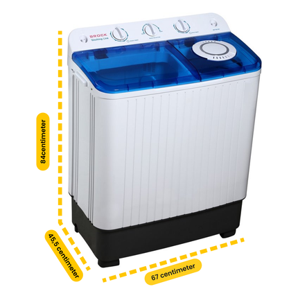 Brock XXL Camping Wasmachine 7.8 kg – Dubbele Trommel – 6.0 kg Centrifuge – Energiezuinig & Stil – Voor Caravan, Camper & Klein Wonen