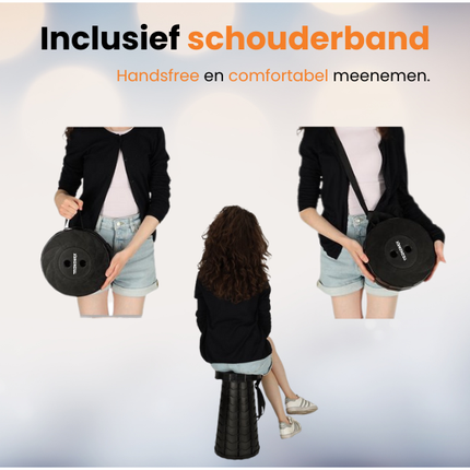 Trendmix Opvouwbare Kruk Verstelbaar & Lichtgewicht Zwart – Compacte Telescopische Kruk Voor Festival, Concert, Camping & Reizen