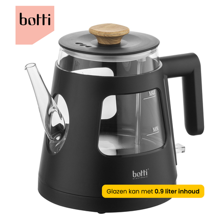 Botti Vivien glazen waterkoker – 0,9 L – 1000 W – Zwart – Professional Series – Modern & veilig