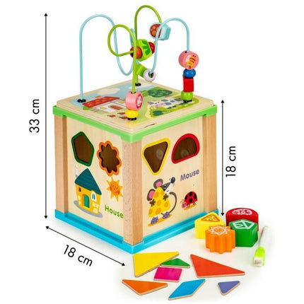 Ecotoys duurzame houten educatieve activiteiten kubus met bord om te schrijven