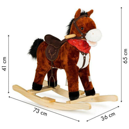Hobbelpaard met geluid en bewegende staart 73x36x65 cm donkerbruin