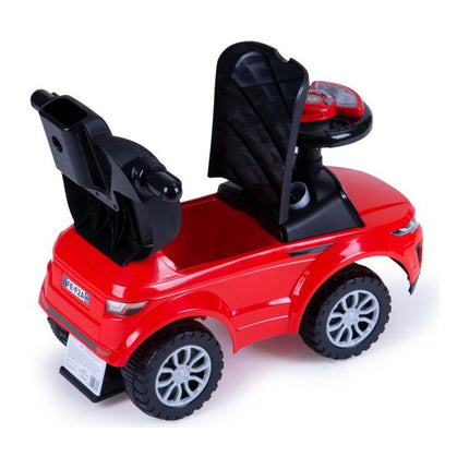 3 in 1 sportauto loopauto met geluiden en claxon op het stuur belastbaar tot 25 kg rood