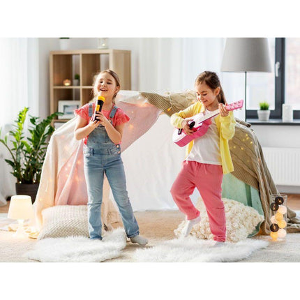 Ecotoys houten kindergitaar met 6 snaren en 12 frets 17,5 x 5 x 52,5 cm roze