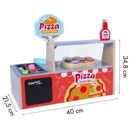 Ecotoys 34-delige houten pizzaria speelgoed set inclusief accessoires
