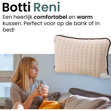 Botti Medic Series Reni verwarmingskussen – 100W – 3 warmtestanden – Beige fleece – Veilig & comfortabel