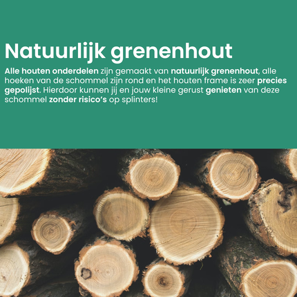 LoveGifts Luxe Houten 3-in-1 Meegroei Babyschommel Groen – Veilig Schommelzitje Baby & Peuter – Handgemaakt Houten Schommelstoel – Cleanaboo® Stof – Voor Binnen & Buiten – Tot 25 kg