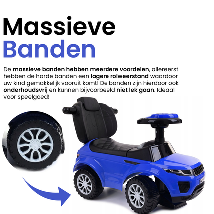 3 in 1 sportauto loopauto met 5 geluiden op het stuur belastbaar tot 27 kg blauw
