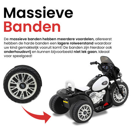 Elektrische politie chopper - trike - motor voor kinderen tot 25kg max 1-3 km/h zwart