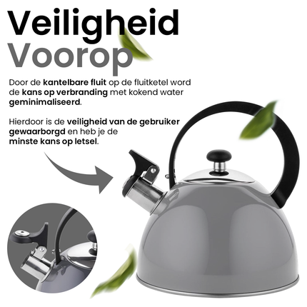 Florina Brillo fluitketel RVS donkergrijs 2.5 Liter - ook geschikt voor inductie