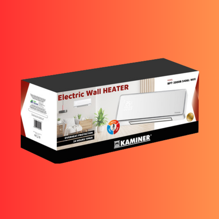 Kaminer Zelvion Elektrische Wandverwarming Wit – Slimme Luchtgordijnverwarming 2000W met WiFi, App & Afstandsbediening – Energiezuinig & Stil