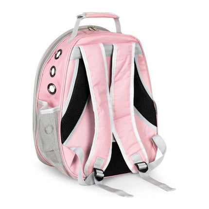 Petsi rugzak drager transporter voor hond of kat tot 5 kg - Transparante capsule rugzak met kussen - Roze