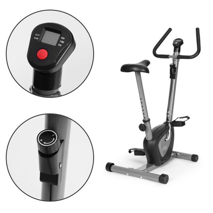 Modern Home Mechanische Hometrainer Fiets Met Verstelbare Weerstand En Computermonitor - Fitnessapparaat- Zwart / grijs