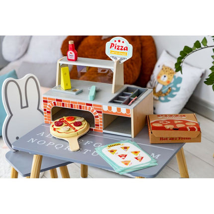 Ecotoys 34-delige houten pizzaria speelgoed set inclusief accessoires