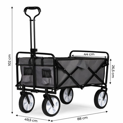 Multistore Bolderkar opvouwbaar 100L en 80kg draagkracht - strandkar - bolderwagen - grijs