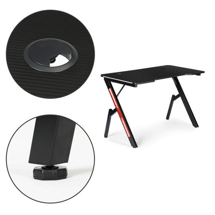 Modern Home gaming desk met RGB LED verlichting - game bureau - 120 x 60 x 73 cm zwart