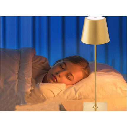 Oplaadbare Draadloze Tafellamp – 38 cm Goud – LED Nachtlamp met Dimbaar Warm Licht & Touchbediening – Moderne Oplaadbare Nachtlamp voor Slaapkamer, Woonkamer en Camping