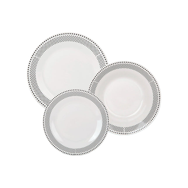 Bella Fiore 18-delige Luxe Porseleinen Bordenset – Serviesset AR-77 met Uniek Design – Soep-, Diner- en Dessertborden – Voor 6 Personen – Wit & Vaatwasserbestendig