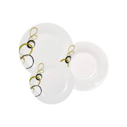 Bella Fiore 18-delige Porseleinen Bordenset – Luxe Serviesset Voor 6 Personen – Premium Wit Servies met Elegant Oost-Europees Design – Model AR-79