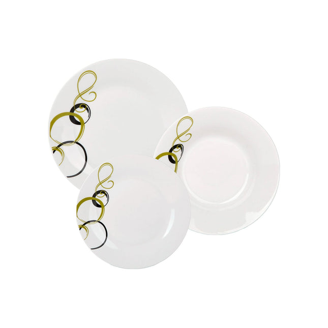Bella Fiore 18-delige Porseleinen Bordenset – Luxe Serviesset Voor 6 Personen – Premium Wit Servies met Elegant Oost-Europees Design – Model AR-79