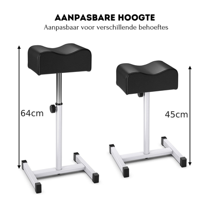 Trendmix Pedicure & Manicure Voetensteun – Verstelbare Hoogte 45-65 cm – Ergonomisch – Staal & Zwart Leer