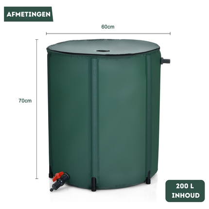 Trendmix Regenton Opvouwbaar 200 Liter – Met Kraan en Filter – Weerbestendig PVC – Regenwater Opslag – Groen