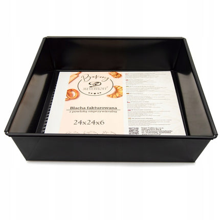 Meyerhoff Vierkante Cakevorm 24 x 24 cm – Non-Stick Bakvorm – Zwart – Taartvorm van Koolstofstaal met Antiaanbaklaag – Voor Cake, Gebak & Ovenschotels