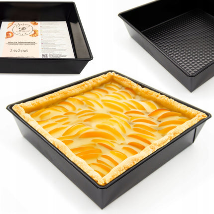 Meyerhoff Vierkante Cakevorm 24 x 24 cm – Non-Stick Bakvorm – Zwart – Taartvorm van Koolstofstaal met Antiaanbaklaag – Voor Cake, Gebak & Ovenschotels