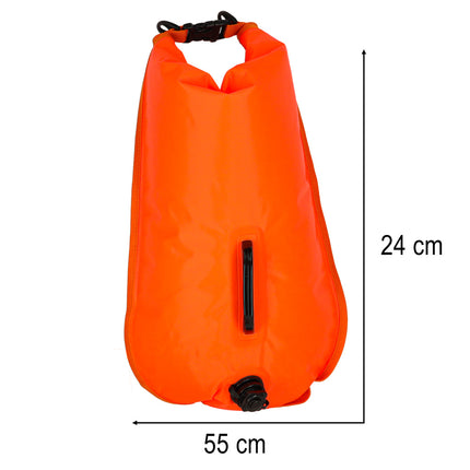 Zwemboei 28 Liter – Opblaasbare Reddingsboei – Waterdichte Zwemzak – Open Water Zwemmen – Met Fluitje – Oranje