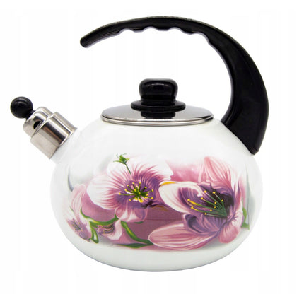 Meyerhoff Fluitketel 2,5 Liter – Emaille Waterketel – Inductie – Lelies
