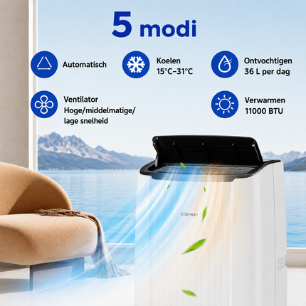 Mobiele Airco 14000 BTU met Verwarming & Wifi – Voor Ruimtes tot 45 m² – Airconditioner met Afstandsbediening