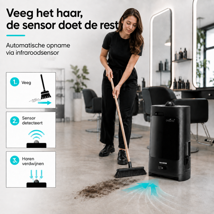 Automatische Kappersstofzuiger 1400W met Sensor – Staande Haarstofzuiger met 2,7L Tank en Krachtige Zuigkracht voor Salon – Gabbiano