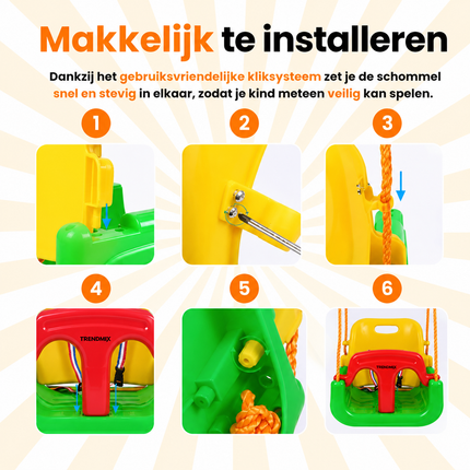 Trendmix Meegroei Schommel 3-in-1 Groen Voor Baby, Peuter & Kleuter – Veilig Met Verstelbare Banden – Voor Binnen & Buiten Gebruik